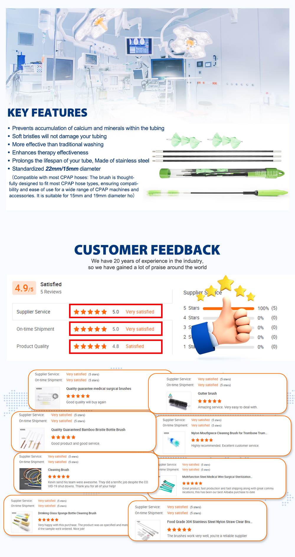 Durable CPAP Hose Tube Brush Cleaner