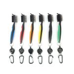 Golf Club Brush | Groove Cleaner Brush |  Retractable zip-line Aluminum Carabiner