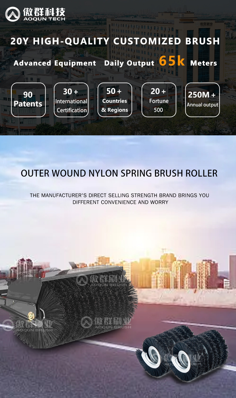 Industrial Cleaning Machine Spiral Dampening Brushes Nylon