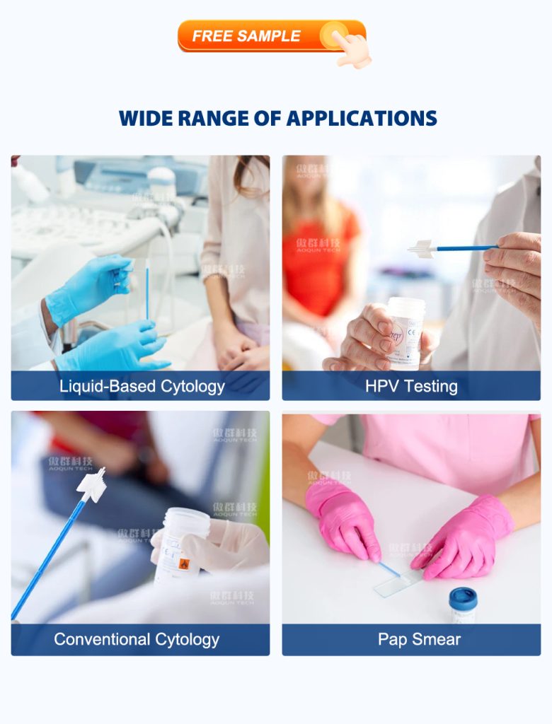 Disposable Sterile Cervical Brush for Pap Smear Soft Bristle Biocompatible