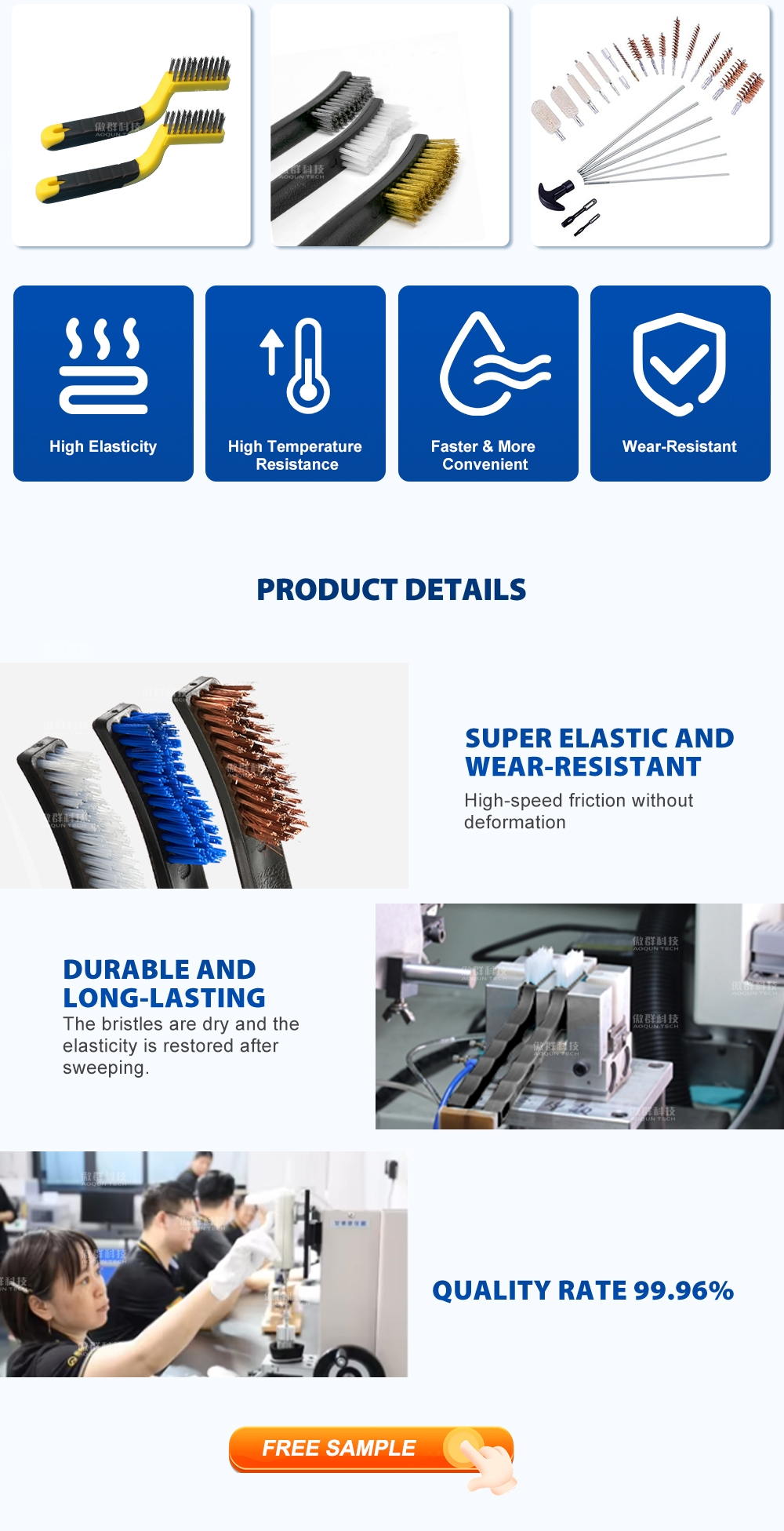 Nylon Stainless Steel Wire Bore Brushes for Gun Cleaning and Maintenance