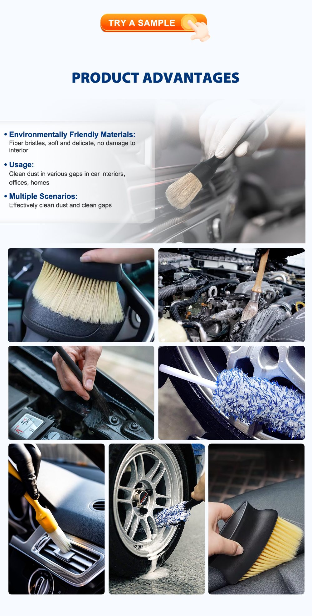 Soft Detailing Brush Set | Cleaning for Exterior & Interior Vehicle