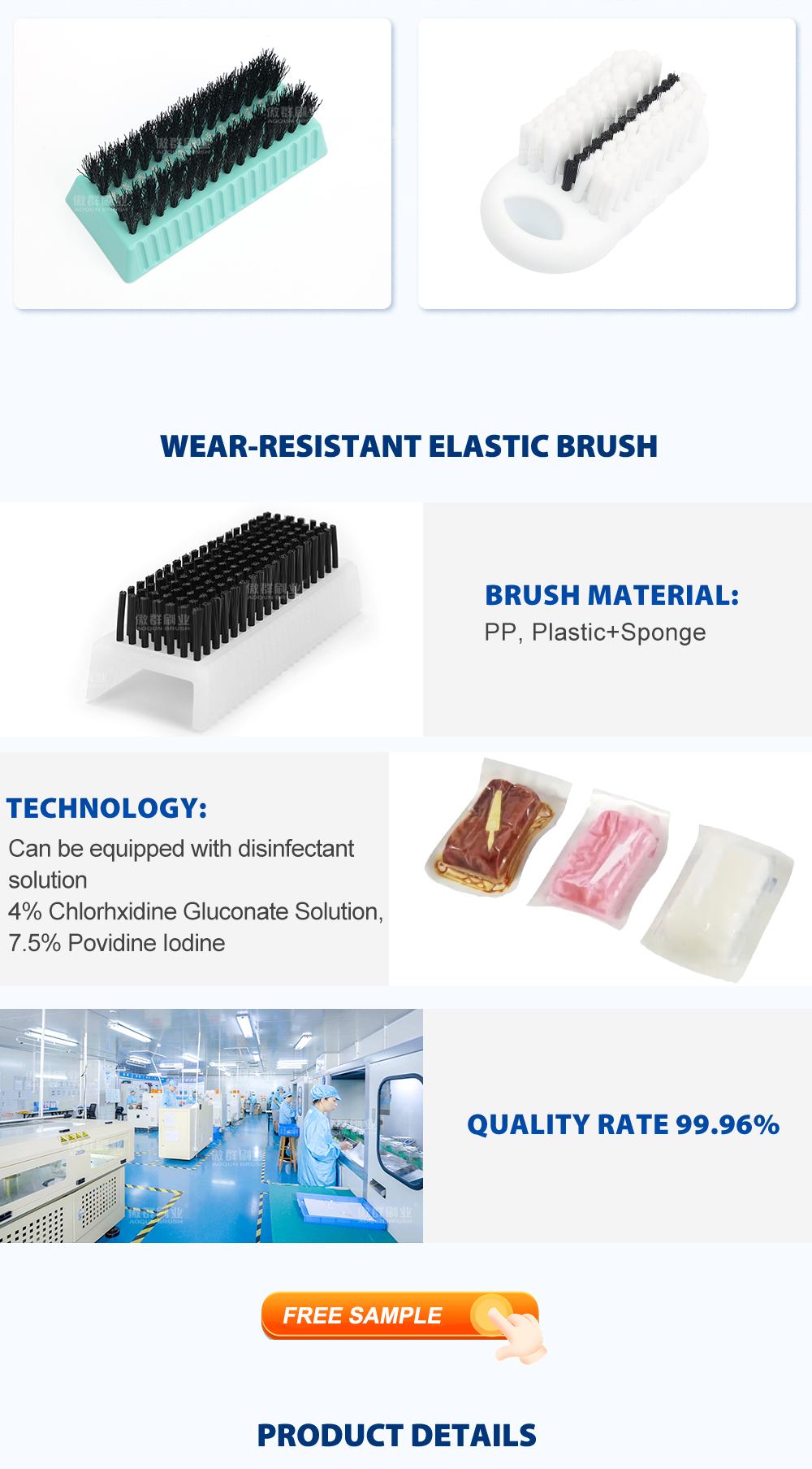 Hospital Use Disposable Medical Surgical Sponge Nail Hand Washing Double-Sided Cleaning Scrub Brush