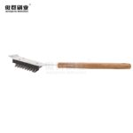 Grill Brush and Scraper for Barbecue | Wooden Handle and Replaceable Stainless Steel Bristles Head