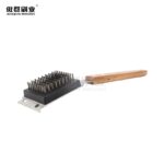 Grill Brush and Scraper for Barbecue | Wooden Handle and Replaceable Stainless Steel Bristles Head