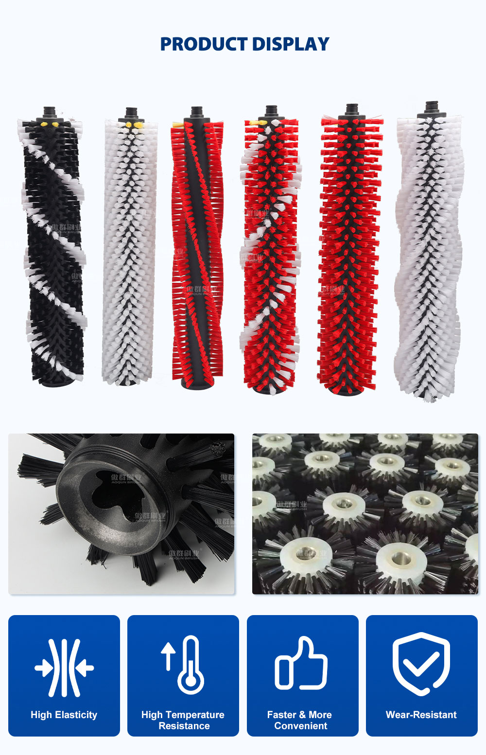 Tufted Cylinder Roller Brush | Fruit Vegetable Brush | Metal Deburring & Polishing | Pharmaceuticals Brushes