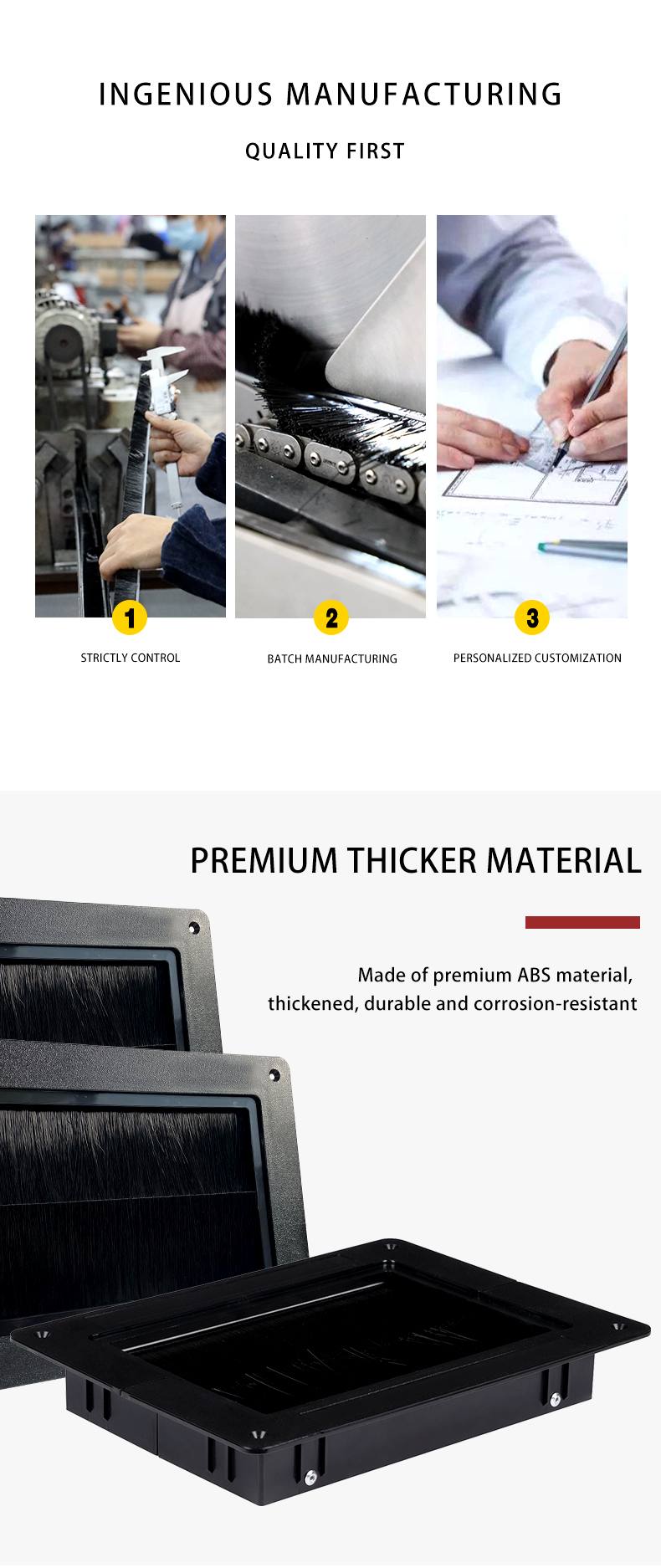 Seal Brush Floor Grommets for Raised Access Floors | Cable Management Brush