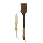 Foaming Body Bath Brush | Long Handle Wooden Back Scrubber & Pumice Brush