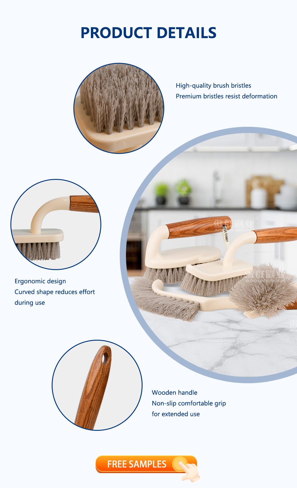 4-Piece Kitchen Cleaning Brush Set details 3