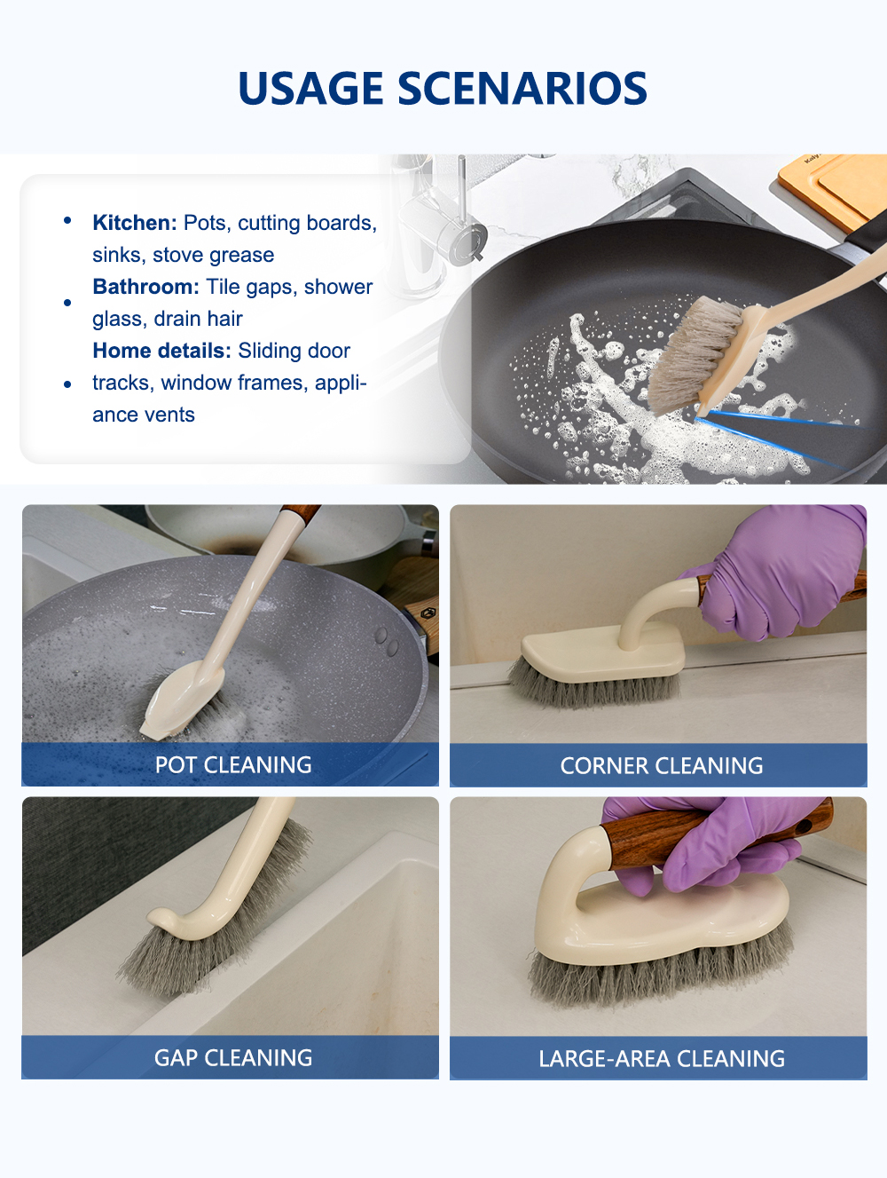 4-Piece Kitchen Cleaning Brush Set details 4