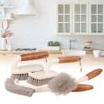 4-Piece Kitchen Cleaning Brush Set | Wooden Handle Dish, Corner & Crevice Brushes