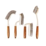4-Piece Kitchen Cleaning Brush Set | Wooden Handle Dish, Corner & Crevice Brushes