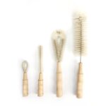Bamboo Handle Cup Brush Set | 4-in-1 Bottle, Cup & Glass Cleaning Brushes