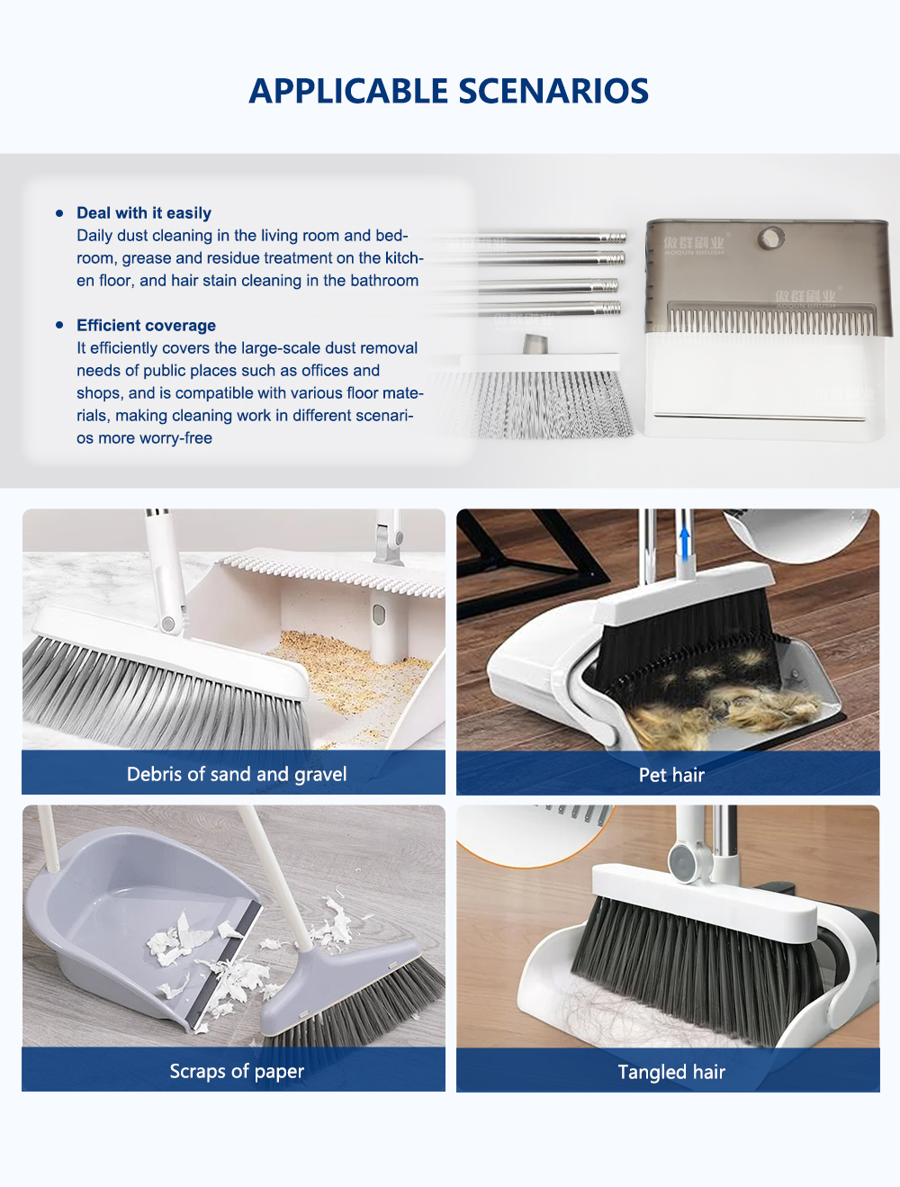 Ergonomic Lightweight Cleaning Broom and Dustpan Set details 5