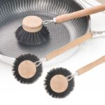 Horsehair Pot Brush | Wooden Pan & Cast Iron Cleaning Brush with Hanging Loop