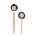 Horsehair Pot Brush | Wooden Pan & Cast Iron Cleaning Brush with Hanging Loop