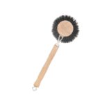 Horsehair Pot Brush | Wooden Pan & Cast Iron Cleaning Brush with Hanging Loop