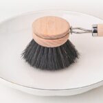Horsehair Pot Brush | Wooden Pan & Cast Iron Cleaning Brush with Hanging Loop