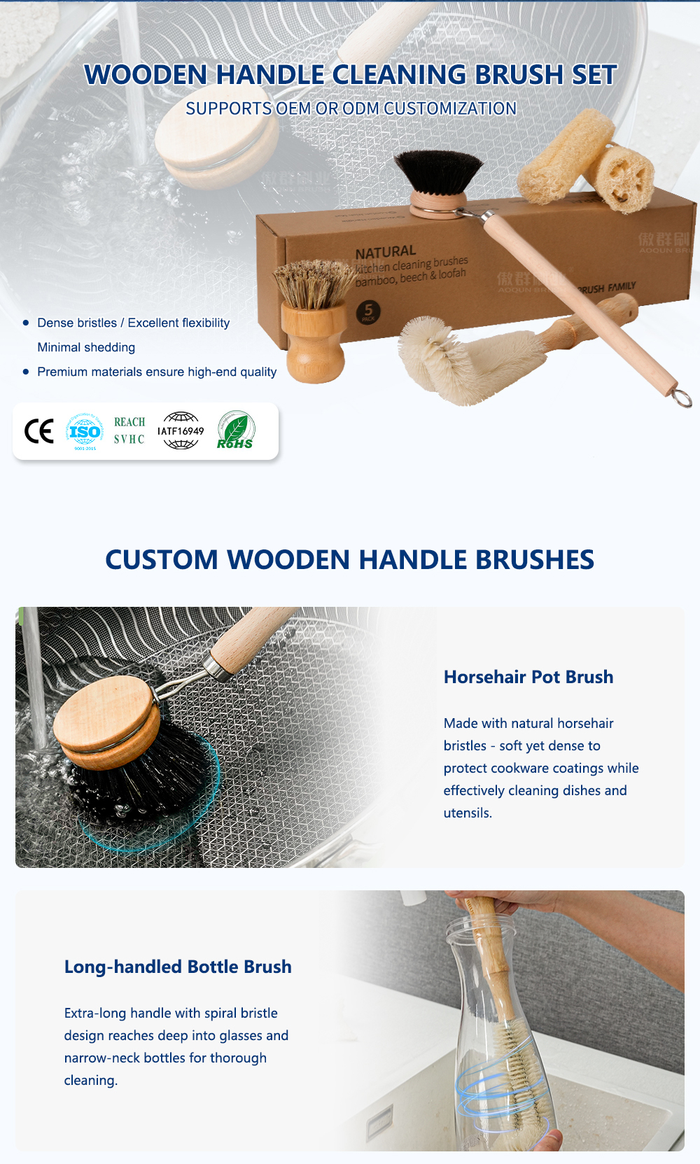 Wooden Kitchen Cleaning Brush Set details 2