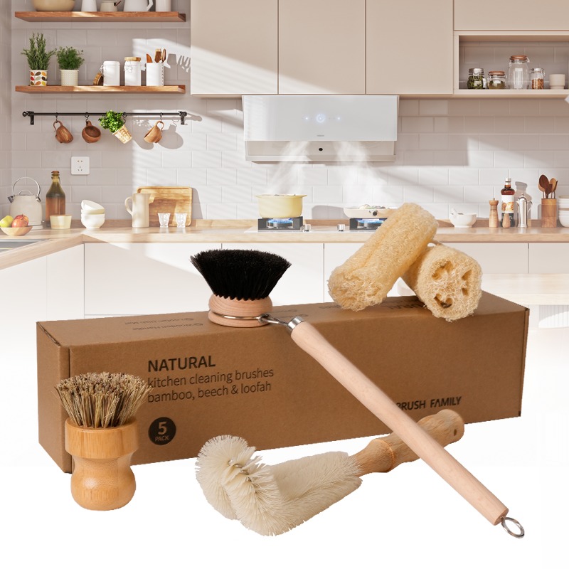 Wooden Kitchen Cleaning Brush Set | Natural Sis...