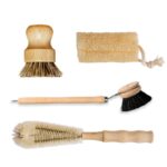 Wooden Kitchen Cleaning Brush Set | Natural Sisal, Loofah & Beech Dish Brushes