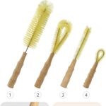 Multi-Function Bottle Brush | Beech Wood Handle Water Bottle Cleaning Brush | No Dead Zone Cleaner for Narrow Neck Bottles, Kettles & Tumblers (OEM/ODM)