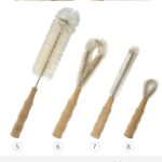 Multi-Function Bottle Brush | Beech Wood Handle Water Bottle Cleaning Brush | No Dead Zone Cleaner for Narrow Neck Bottles, Kettles & Tumblers (OEM/ODM)