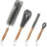 Multi-Function Bottle Brush | Beech Wood Handle Water Bottle Cleaning Brush | No Dead Zone Cleaner for Narrow Neck Bottles, Kettles & Tumblers (OEM/ODM)