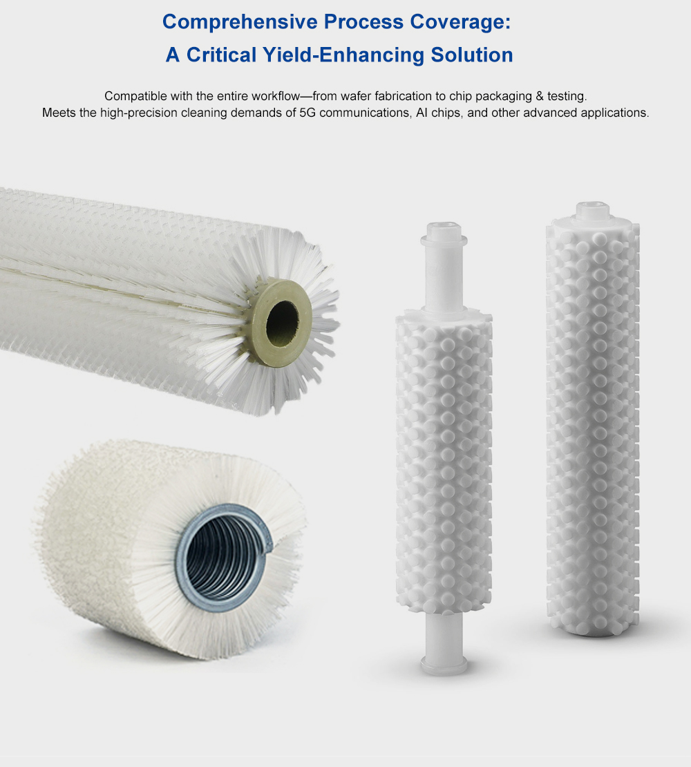Semiconductor wafer silicon chip cleaning brush details 4