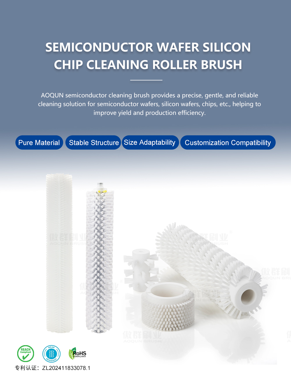 Wafer cleaning roller brush details 1